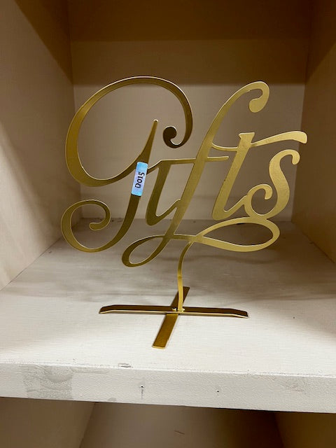 Metal gold gifts sign.