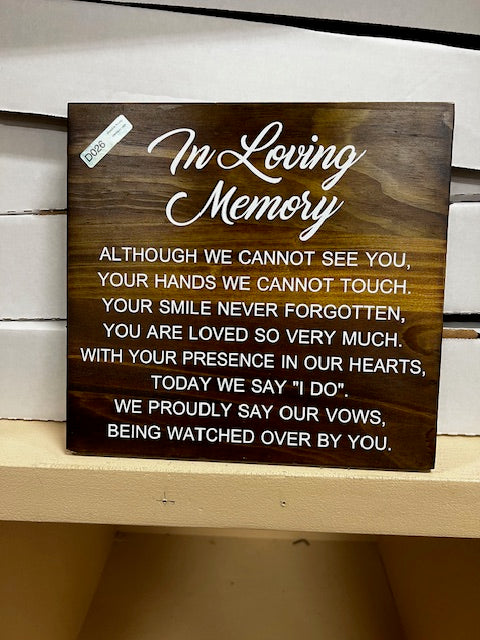 In loving memory sign.